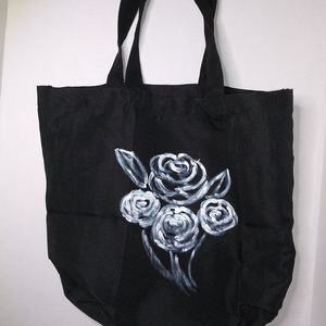 Hand Painted Tote Bag with Roses